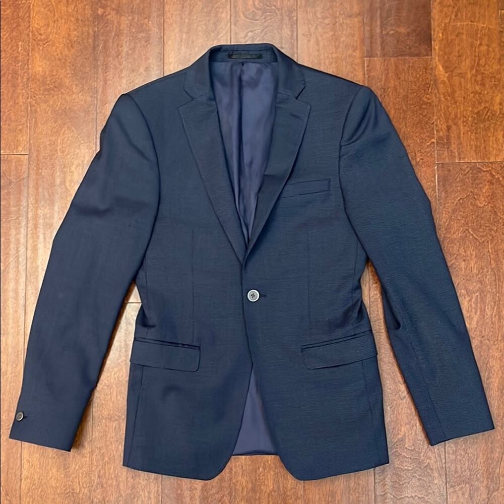 T.M. Lewin Blue Wool Blend Single Button Blazer l, Size 36R